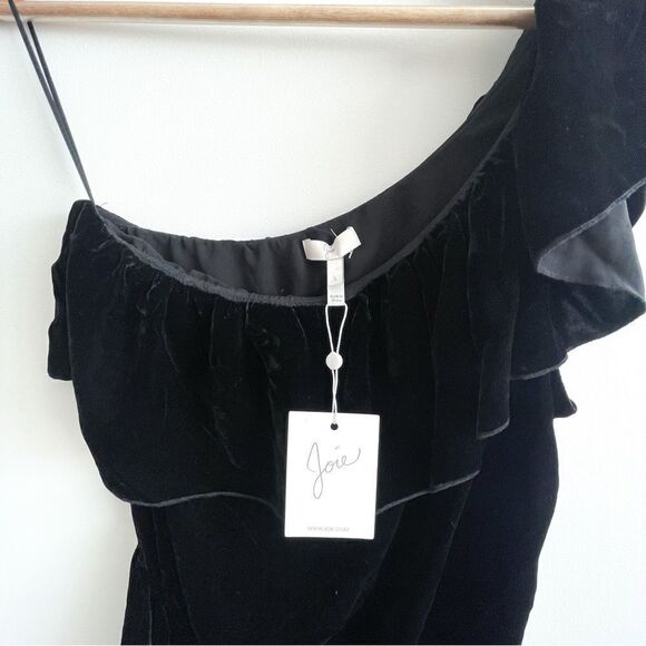 Joie Dress Womens Kolda B Caviar Velvet One Shoulder Women's S Lined NWT - Picture 5 of 9